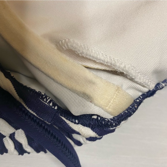 Lands’ End New Textured Square Neck Tankini Top 8 Navy Blue White Swimsuit - Picture 7 of 10